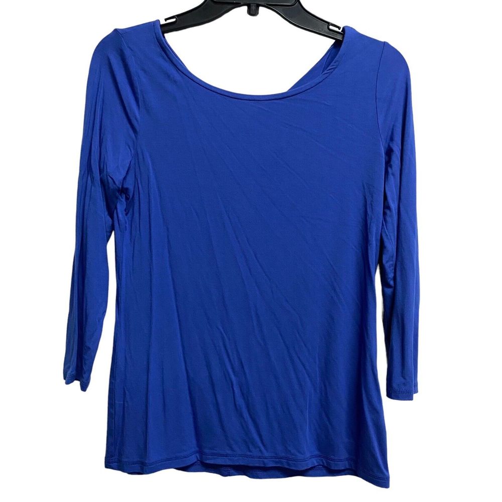 T by Talbots UPF 50+ Tunic Top XS Blue Tie Back 3/4 Sleeves Outdoor Relaxed